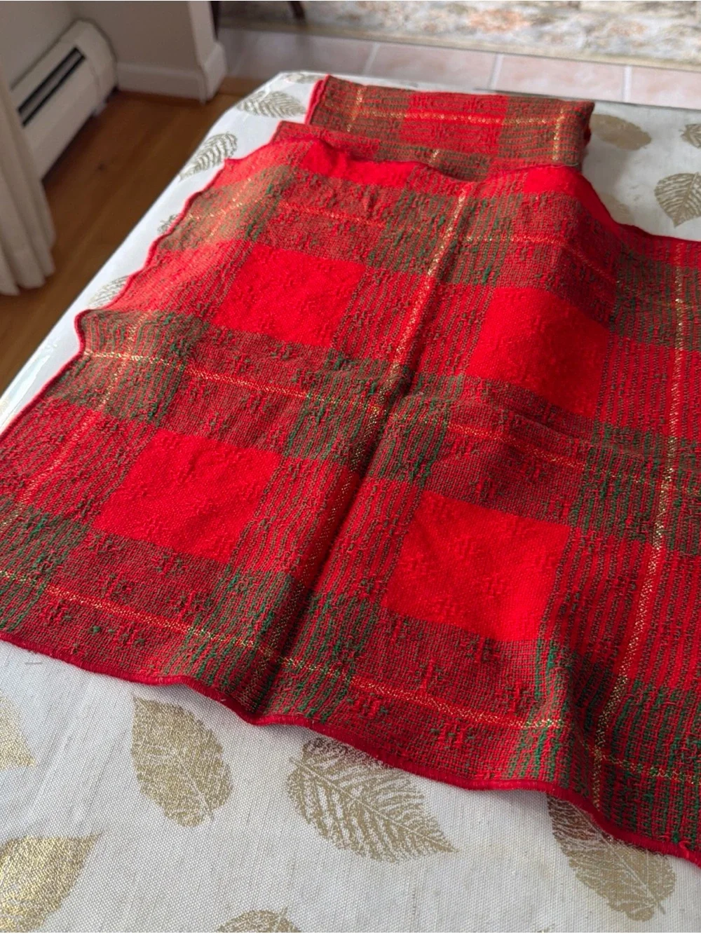 Festive Red Plaid Holiday cloth napkins set of 4 Scandinavian theme